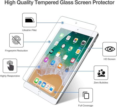 واقي شاشة لجهاز iPad Air 2 iPad Air 1 9.7 بوصة (خالي من الفقاعات) (مضاد للخدش) واقي شاشة من الزجاج المقسى سهل التركيب لجهاز iPad 9.7 in Saudi Arabia