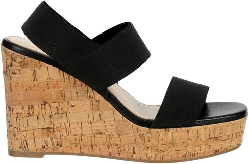 Limelight - Women's Open Square Toe Cork Wedge Sandals with Elastic Straps in Saudi Arabia