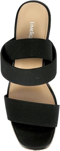 Limelight - Women's Open Square Toe Cork Wedge Sandals with Elastic Straps in Saudi Arabia