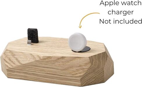 Oakywood Solid Wood Combo Dock Compatible with iPhone and Apple Watch, for 2 Apple Devices, Lightning Cord Lincluded, Wooden Docking Station Stand, Handcrafted, Natural Wood. Hand Polished, Oak in Saudi Arabia