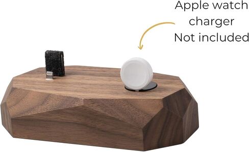 Oakywood Solid Wood Combo Dock Compatible with iPhone and Apple Watch, for 2 Apple Devices, Lightning Cord Lincluded, Wooden Docking Station Stand, Handcrafted, Natural Wood. Hand Polished, Oak in Saudi Arabia