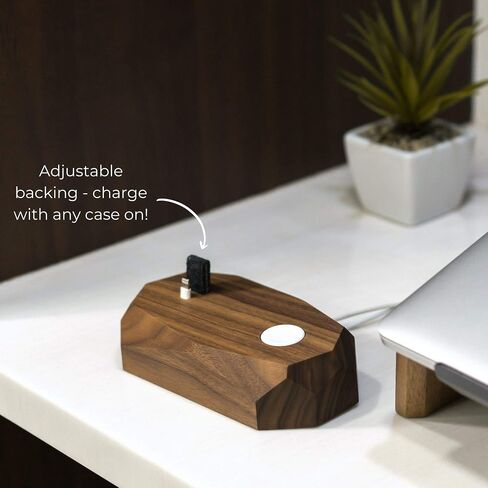 Oakywood Solid Wood Combo Dock Compatible with iPhone and Apple Watch, for 2 Apple Devices, Lightning Cord Lincluded, Wooden Docking Station Stand, Handcrafted, Natural Wood. Hand Polished, Oak in Saudi Arabia