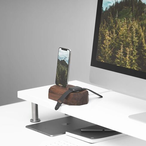 Oakywood Solid Wood Combo Dock Compatible with iPhone and Apple Watch, for 2 Apple Devices, Lightning Cord Lincluded, Wooden Docking Station Stand, Handcrafted, Natural Wood. Hand Polished, Oak in Saudi Arabia