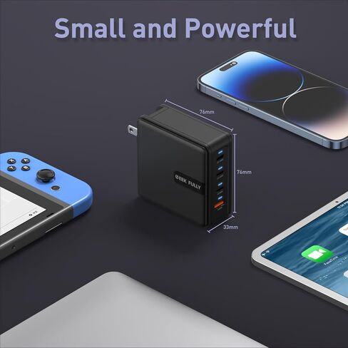 شاحن حائط USB C بقدرة 100 واط، محطة شحن سريعة، شاحن محمول بالطاقة PD، 4 منافذ شاحن سفر متوافق مع الهواتف، MacBook Pro، iPad، AirPods، Dell XPS، Pixel، PS5، Switch in Kuwait