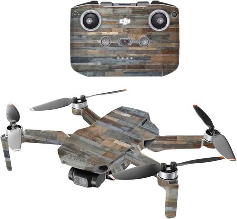 MightySkins Compatible with DJI Mini 2 Portable Drone - Black Wood | Protective, Durable, and Unique Vinyl Decal wrap Cover | Easy to Apply, Remove, and Change Styles | Made in The USA in Saudi Arabia