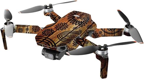 MightySkins Compatible with DJI Mini 2 Portable Drone - Black Wood | Protective, Durable, and Unique Vinyl Decal wrap Cover | Easy to Apply, Remove, and Change Styles | Made in The USA in Saudi Arabia