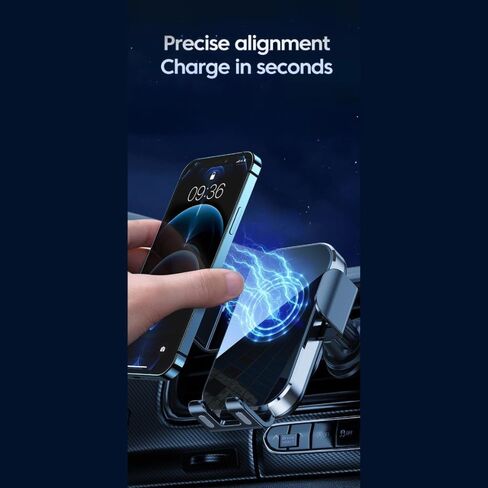 Car Phone Holder Wireless Charger - Fast Charging Cell Phone Car Mount - Wireless Car Charger Mount Compatible with iPhone 15 14 13 12 11 Pro Max, Samsung Galaxy in Saudi Arabia