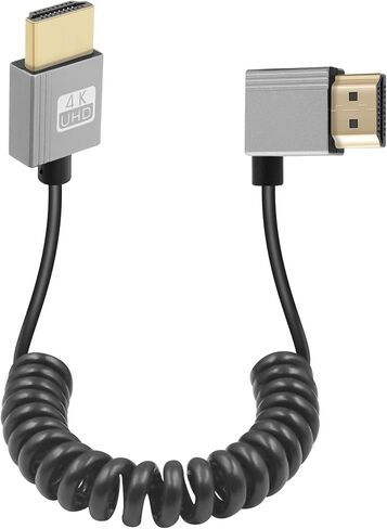 GELRHONR 4k HDMI Coiled Cable, Male-to-Male HDMI Extension Cable Spring Flexible Cable, High Speed 4K@60Hz HDMI to HDMI 2.0 Cable Slim, Support ARC, 3D, HD TV, Laptop, PC, Projector (Left Angle) in Saudi Arabia