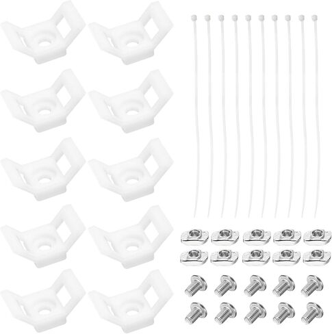 MECCANIXITY 10Pcs Cable Zip Tie Base 5mm Hole Dia Y Shape Mount Wire Holder for 40 Series European Standard Aluminum Extrusion with M5 Screws, Nuts, Ties White in Saudi Arabia