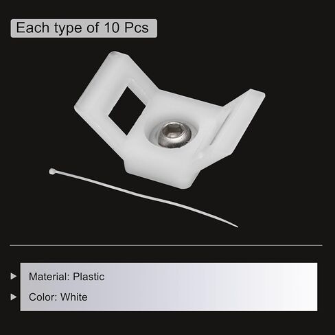 MECCANIXITY 10Pcs Cable Zip Tie Base 5mm Hole Dia Y Shape Mount Wire Holder for 40 Series European Standard Aluminum Extrusion with M5 Screws, Nuts, Ties White in Saudi Arabia