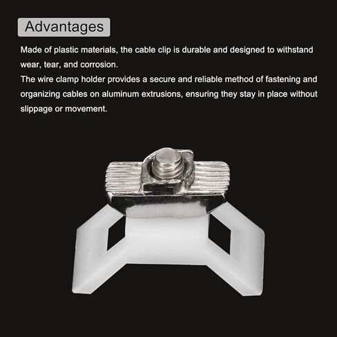 MECCANIXITY 10Pcs Cable Zip Tie Base 5mm Hole Dia Y Shape Mount Wire Holder for 40 Series European Standard Aluminum Extrusion with M5 Screws, Nuts, Ties White in Saudi Arabia