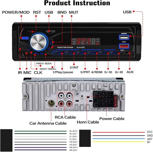 UNITOPSCI Single Din Car Stereo Radio Receiver with Bluetooth 5.1 FM Radio, Car MP3 Media Player, App Control & Location, 1 Din Car Audio Dual USB/AUX/SD Card Input/Quick Charge, Remote Control in Saudi Arabia