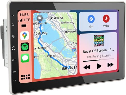 مزدوج الدين سيارة ستيريو تعمل باللمس CarPlay اللاسلكية الروبوت السيارات، 10 بوصة دوران راديو السيارة الروبوت مع نظام تحديد المواقع والملاحة بلوتوث واي فاي ميرورلينك، سيارة عائمة الصوت مشغل الوسائط المتعددة in Kuwait