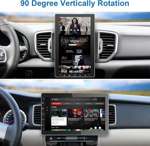 مزدوج الدين سيارة ستيريو تعمل باللمس CarPlay اللاسلكية الروبوت السيارات، 10 بوصة دوران راديو السيارة الروبوت مع نظام تحديد المواقع والملاحة بلوتوث واي فاي ميرورلينك، سيارة عائمة الصوت مشغل الوسائط المتعددة in Kuwait