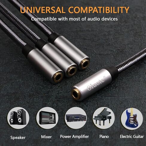 Oluote TRS 3.5mm Female to 3 Ports TRS 3.5mm Female Stereo Jack Auxiliary Audio Cable, for Speaker, Smartphone, Multi-Function Earphone, PC,Tablet (0.3M/0.98FT) in Saudi Arabia