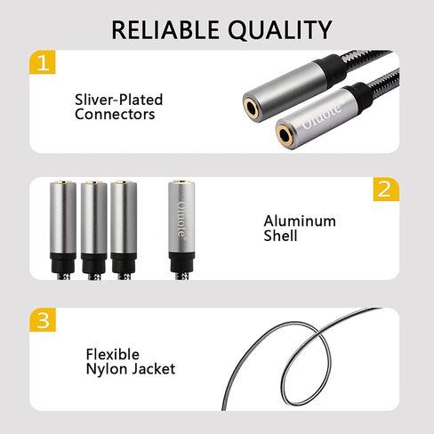 Oluote TRS 3.5mm Female to 3 Ports TRS 3.5mm Female Stereo Jack Auxiliary Audio Cable, for Speaker, Smartphone, Multi-Function Earphone, PC,Tablet (0.3M/0.98FT) in Saudi Arabia