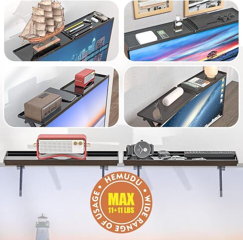 Top Shelf TV Mounting Bracket 12 Inch Flat Panel Mount for Streaming Devices, Media Boxes, Speakers and Home Decor in Kuwait