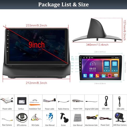 [2+32G] Android 13 Car Stereo for Ford Fiesta 2009-2014 with Apple Carplay&Android Auto,9 Inch Car Radio with Mirror Link Bluetooth FM/RDS Radio WiFi GPS Navigation SWC Dual USB+AHD Backup Camera in Saudi Arabia