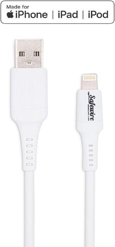 شاحن iPhone وiPad معتمد من Apple - كابل Lightning إلى USB فائق المتانة بطول 6 أقدام ومحول طاقة USB بقدرة 12 وات وقابس جداري لهاتف iPhone 14 13 12 11 Pro Max XS XR X 8 Plus 7 6S 6 5 iPad Mini Air iPod (أبيض) in Saudi Arabia