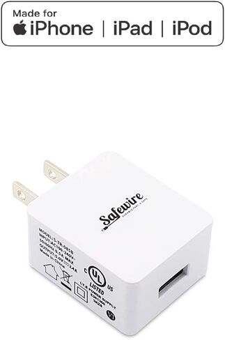 شاحن iPhone وiPad معتمد من Apple - كابل Lightning إلى USB فائق المتانة بطول 6 أقدام ومحول طاقة USB بقدرة 12 وات وقابس جداري لهاتف iPhone 14 13 12 11 Pro Max XS XR X 8 Plus 7 6S 6 5 iPad Mini Air iPod (أبيض) in Saudi Arabia