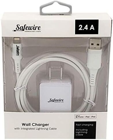 شاحن iPhone وiPad معتمد من Apple - كابل Lightning إلى USB فائق المتانة بطول 6 أقدام ومحول طاقة USB بقدرة 12 وات وقابس جداري لهاتف iPhone 14 13 12 11 Pro Max XS XR X 8 Plus 7 6S 6 5 iPad Mini Air iPod (أبيض) in Saudi Arabia