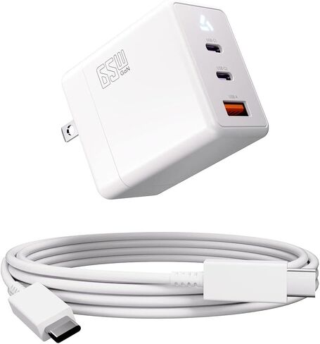 65W USB C Wall Fast Charger, USB C Charger Block, PPS 3-Port Compact GaN Laptop Fast Charger for MacBook Pro/Air, Ipad Pro, iPhone 14/Pro, Galaxy S23/S22, Google, 9.84ft/3m USB C to C Cable White in Saudi Arabia