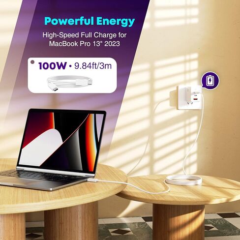 65W USB C Wall Fast Charger, USB C Charger Block, PPS 3-Port Compact GaN Laptop Fast Charger for MacBook Pro/Air, Ipad Pro, iPhone 14/Pro, Galaxy S23/S22, Google, 9.84ft/3m USB C to C Cable White in Saudi Arabia
