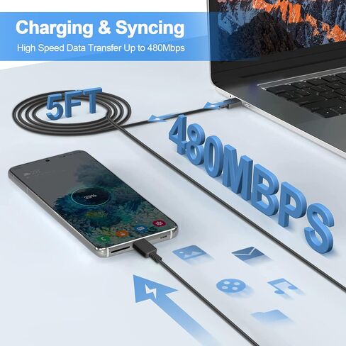 45W USB-C Charger, Dual Port Super Fast Charger Type C with 5Ft USB-C Cable Support Samsung Fast Charger for Galaxy S24 Ultra/S24/S24+/S23 Ultra/S23/S23+/S22/S20/S21, Tab S7/S8, Note10/Note20 in Kuwait