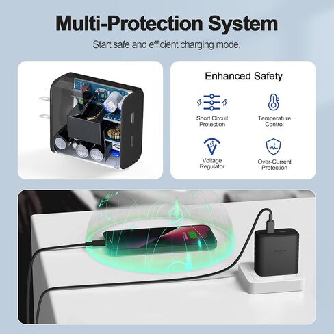 45W USB-C Charger, Dual Port Super Fast Charger Type C with 5Ft USB-C Cable Support Samsung Fast Charger for Galaxy S24 Ultra/S24/S24+/S23 Ultra/S23/S23+/S22/S20/S21, Tab S7/S8, Note10/Note20 in Kuwait