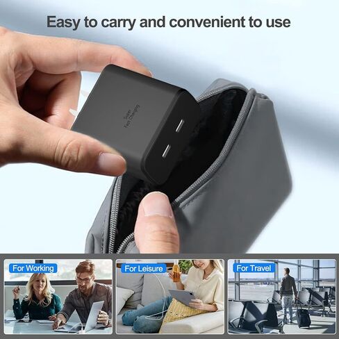 45W USB-C Charger, Dual Port Super Fast Charger Type C with 5Ft USB-C Cable Support Samsung Fast Charger for Galaxy S24 Ultra/S24/S24+/S23 Ultra/S23/S23+/S22/S20/S21, Tab S7/S8, Note10/Note20 in Kuwait