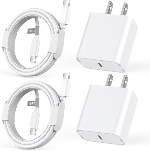 iPhone 15 Pro Max Fast Charger 10FT, 2 Pack 20W USB C Wall Charger Fast Charging Block with 10FT Long USB C Charger Cable Compatible for iPhone 15/15 Plus/15 Pro/15 Pro Max, iPad Pro/Air/Mini in Kuwait