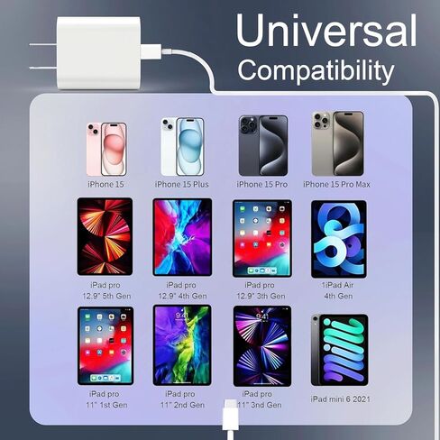 iPhone 15 Pro Max Fast Charger 10FT, 2 Pack 20W USB C Wall Charger Fast Charging Block with 10FT Long USB C Charger Cable Compatible for iPhone 15/15 Plus/15 Pro/15 Pro Max, iPad Pro/Air/Mini in Kuwait