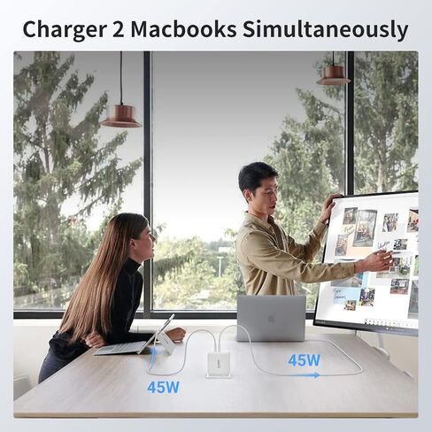 GMM 40W USB C Charger, 2 Ports GaN Fast Charger Block, Foldable Wall Charger with 100W Type C Charger Cable for MacBook Pro/Air, iPhone 15 14, Apple Watch, iPad Pro, Galaxy S23, Pixel etc in Saudi Arabia