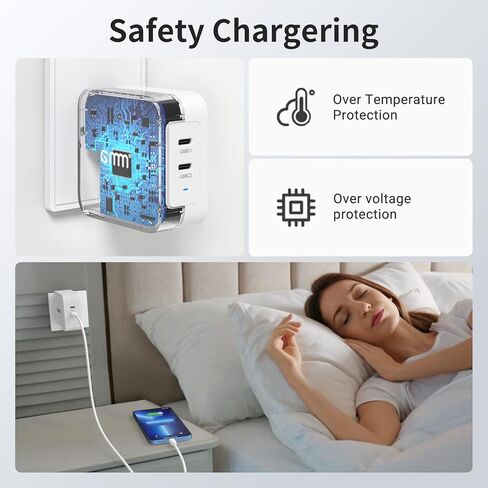 GMM 40W USB C Charger, 2 Ports GaN Fast Charger Block, Foldable Wall Charger with 100W Type C Charger Cable for MacBook Pro/Air, iPhone 15 14, Apple Watch, iPad Pro, Galaxy S23, Pixel etc in Saudi Arabia