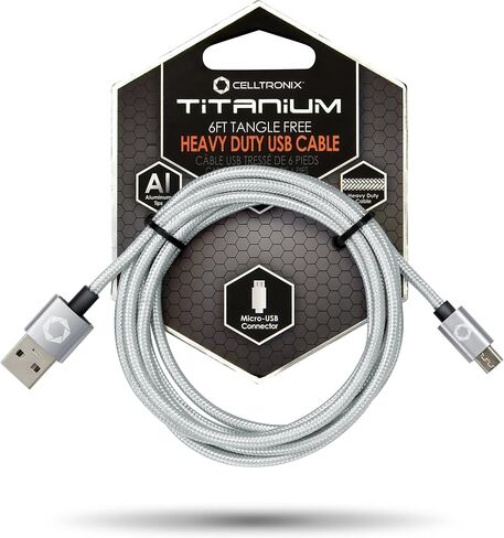 Titanium 6FT Tangle Free Heavy Duty 3.5mm to 3.5mm AUX/Auxiliary Audio Cable. Built to Last! Includes Aluminum Tips for Optimum Connectivity: Black in Saudi Arabia