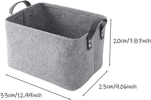 2 Piece Felt Fabric Baskets, Toy Organiser Cube, Felt Storage Box, Foldable, with Two Handles, for Clothes, Towel, Toiletry, Baby Products, Books (Black) in Saudi Arabia