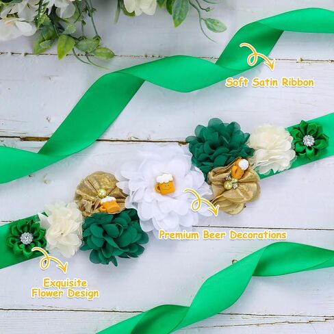 JOYMEMO Greenery A Baby is Brewing Baby Shower Maternity Sash Kit, Sage Green Beer Baby Shower Belly Belt and Mom to Be & Dad to Be Corsage Pins, Pregnancy New Parents Photo Props Party Supplies in Saudi Arabia