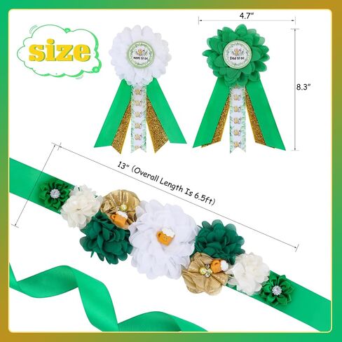 JOYMEMO Greenery A Baby is Brewing Baby Shower Maternity Sash Kit, Sage Green Beer Baby Shower Belly Belt and Mom to Be & Dad to Be Corsage Pins, Pregnancy New Parents Photo Props Party Supplies in Saudi Arabia
