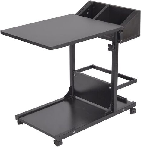 طاولة كمبيوتر محمول قابلة للتعديل من SogesHome، حامل كمبيوتر محمول وعربة مكتب متنقل وصينية نهاية طاولة القهوة، أسود، NSDUS-103#2-BK in Kuwait