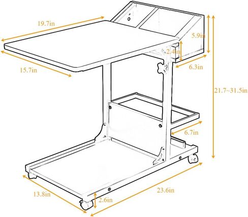 طاولة كمبيوتر محمول قابلة للتعديل من SogesHome، حامل كمبيوتر محمول وعربة مكتب متنقل وصينية نهاية طاولة القهوة، أسود، NSDUS-103#2-BK in Kuwait