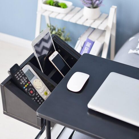 طاولة كمبيوتر محمول قابلة للتعديل من SogesHome، حامل كمبيوتر محمول وعربة مكتب متنقل وصينية نهاية طاولة القهوة، أسود، NSDUS-103#2-BK in Kuwait