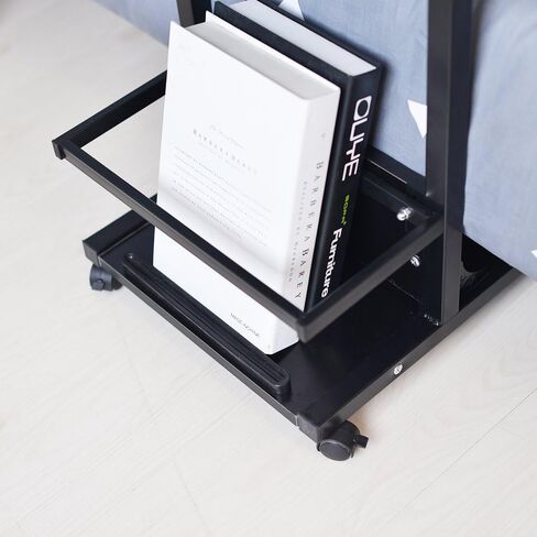 طاولة كمبيوتر محمول قابلة للتعديل من SogesHome، حامل كمبيوتر محمول وعربة مكتب متنقل وصينية نهاية طاولة القهوة، أسود، NSDUS-103#2-BK in Kuwait