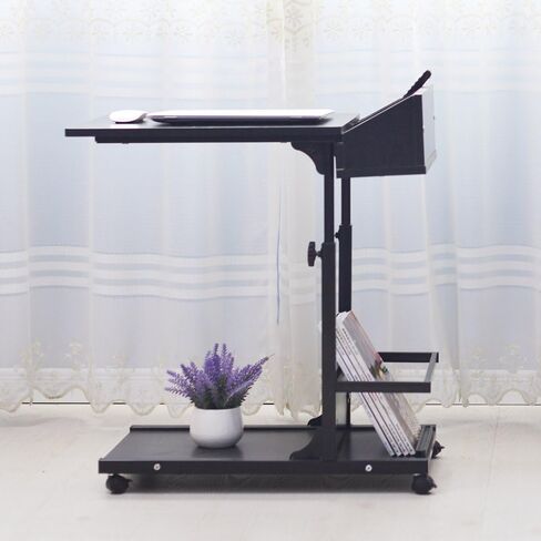 طاولة كمبيوتر محمول قابلة للتعديل من SogesHome، حامل كمبيوتر محمول وعربة مكتب متنقل وصينية نهاية طاولة القهوة، أسود، NSDUS-103#2-BK in Kuwait