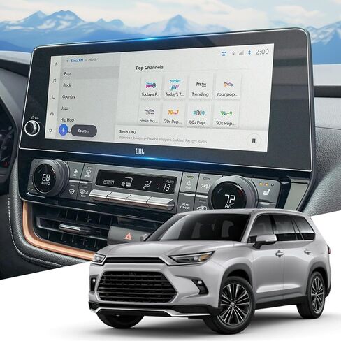 واقي شاشة سيارة مقاس 12.3 بوصة لسيارة Toyota Grand Highlander (XLE، Limited، Platinum) لعام 2024 من الزجاج المقسى بصلابة 9H - غير لامع/مضاد للوهج/مضاد لبصمات الأصابع in Saudi Arabia