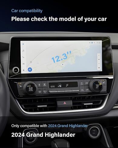 واقي شاشة سيارة مقاس 12.3 بوصة لسيارة Toyota Grand Highlander (XLE، Limited، Platinum) لعام 2024 من الزجاج المقسى بصلابة 9H - غير لامع/مضاد للوهج/مضاد لبصمات الأصابع in Saudi Arabia