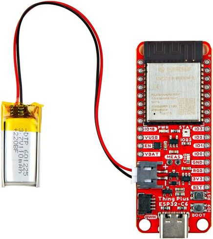 SparkFun Thing Plus - وحدة ESP32-C6، ESP32-C6 WROOM-1-N16 ذات إمكانيات لاسلكية ومعالج دقيق أحادي النواة، USB-C وSD، الأبعاد: 2.55 بوصة × 0.9 بوصة in Saudi Arabia