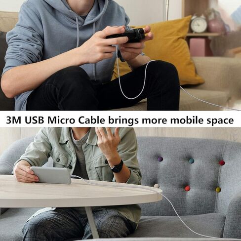 كابل Micro USB بطول 10 أقدام، كابل شحن USB A إلى Micro Android مضفر سلك شحن سريع لهاتف Samsung Galaxy J7، S7، S6، Kindle Fire، Fire HD Tablets، وحدة تحكم PS4، Sony، HTC، LG، Motorola، Huawei in Kuwait