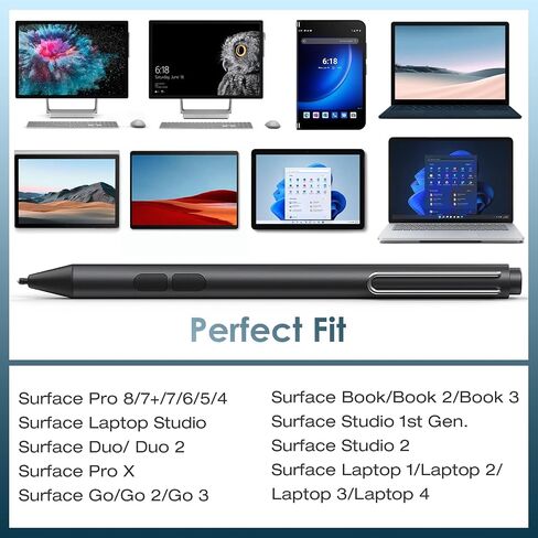 MoKo Stylus Pen for Microsoft Surface, Upgraded 4096 Pressure Sensitivity Stylus, Compatible with Surface Pro 9/8/7+/7/6/5/4/3/X, Surface Go 3/2/1, Surface Book 3/2/1, Laptop 1-5,Surface Studio 2+/2/1 in Saudi Arabia