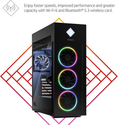 كمبيوتر مكتبي HP OMEN 45L للألعاب، الجيل الرابع عشر Intel Core i7-14700K، ذاكرة الوصول العشوائي 32 جيجابايت، محرك أقراص الحالة الصلبة 1 تيرابايت، NVIDIA GeForce RTX 4070 SUPER Ti Graphics، Windows 11 Pro، GT22-2060 (2024) in Saudi Arabia