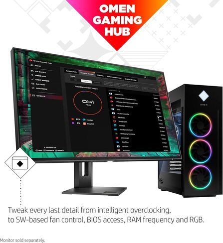 كمبيوتر مكتبي HP OMEN 45L للألعاب، الجيل الرابع عشر Intel Core i7-14700K، ذاكرة الوصول العشوائي 32 جيجابايت، محرك أقراص الحالة الصلبة 1 تيرابايت، NVIDIA GeForce RTX 4070 SUPER Ti Graphics، Windows 11 Pro، GT22-2060 (2024) in Saudi Arabia